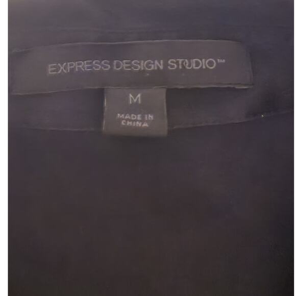 Vintage Y2K Express Black Silk Short Sleeve Blouse Medium - Picture 5 of 7